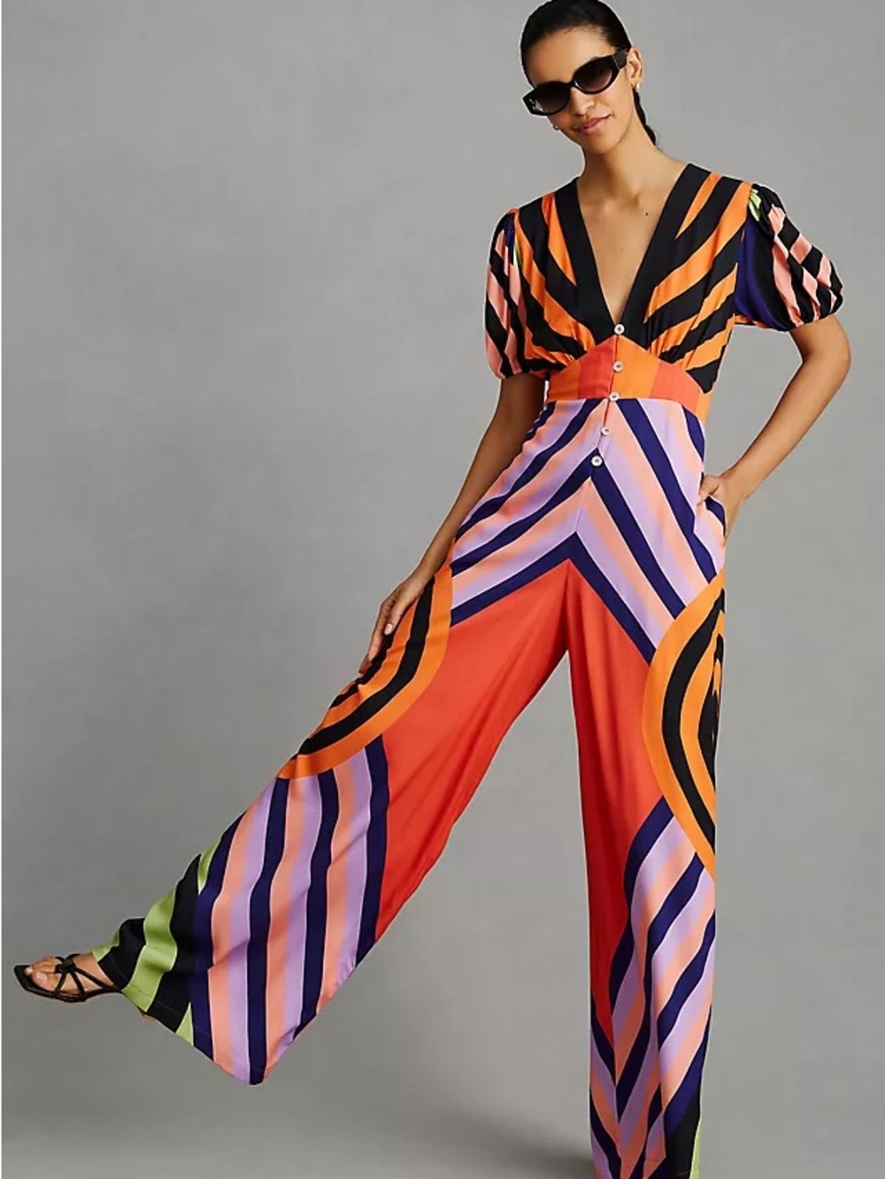 ISO: FARM Rio Deep V Wide-Leg Jumpsuit